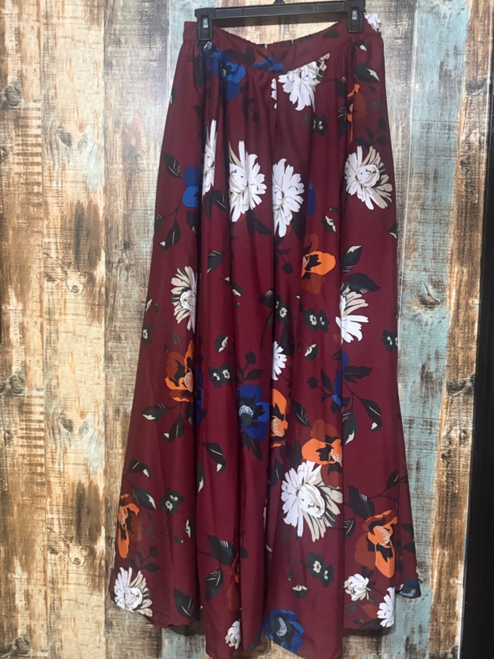 Women's Burgundy Floral Maxi Skirt